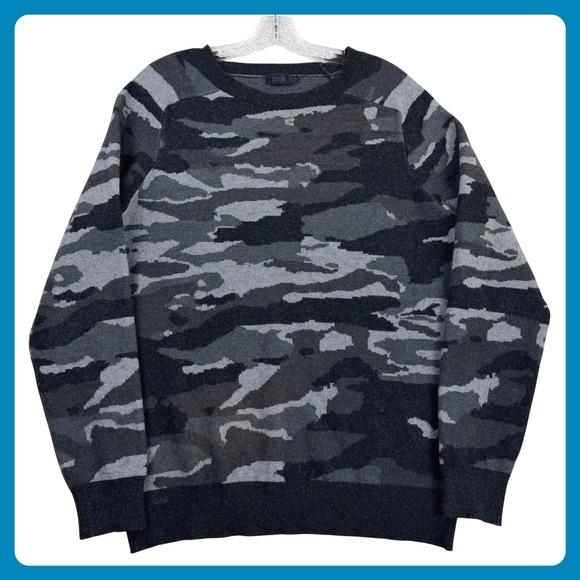 Truth Other - Truth Camo Crewneck Sweater Men Medium Gray Black Long Sleeve Knit SOFT AF